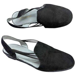 David Tate Nelly Black Nubuck Espadrille Slingback‎